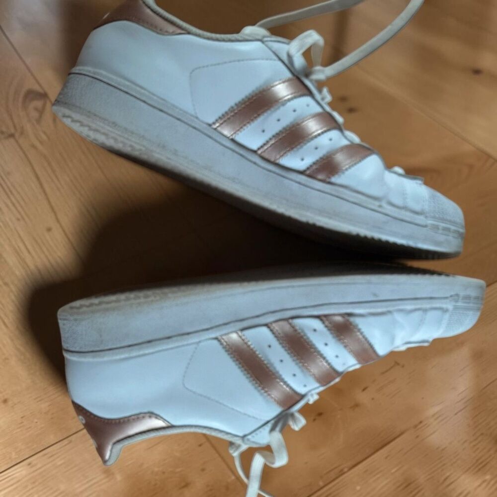 Adidas Superstar White Rose Gold Leather Sneakers Women’s US 9 Shell Toe
